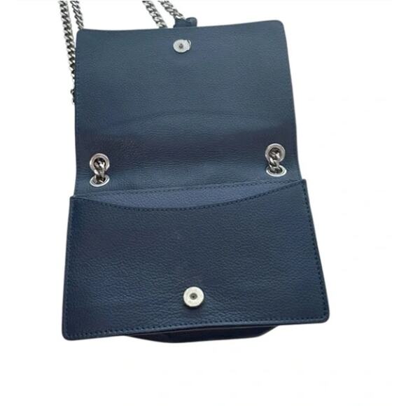 Brighton Mini Flap Crossbody Bag Deep Blue Silver Chain Medallion Compact OS - Picture 4 of 8